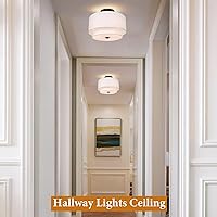 Vista 8 de Lámpara de Techo Moderna de Montaje al Ras - Lámparas de Techo Easric de Montaje al Techo, Lámparas de Techo para Pasillo con Pantalla de Tela