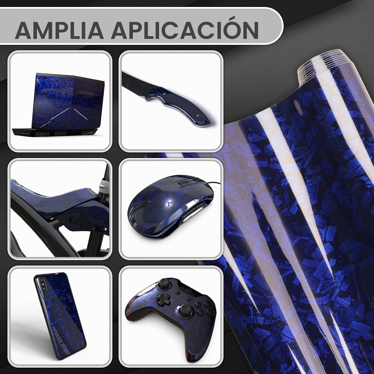 Vinilo Adhesivo De Fibra De Carbono Forjado 150x30 Cm Para Coche, Moto Y Superficies, Color Negro