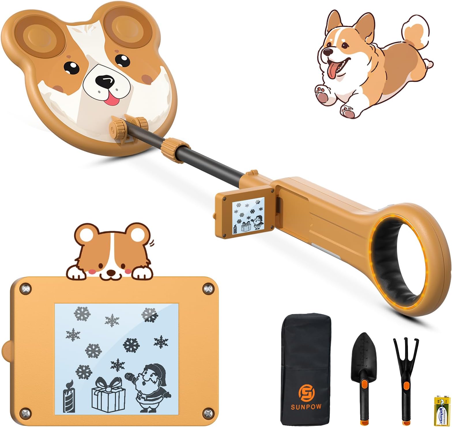 SUNPOWMetal Detector for Kids, Waterproof Coil, Lightweight Metal Detector for Kids with LCD Display, One-Button Adjustable Gold Detector, Gift for 5-8 Year Old Kids
