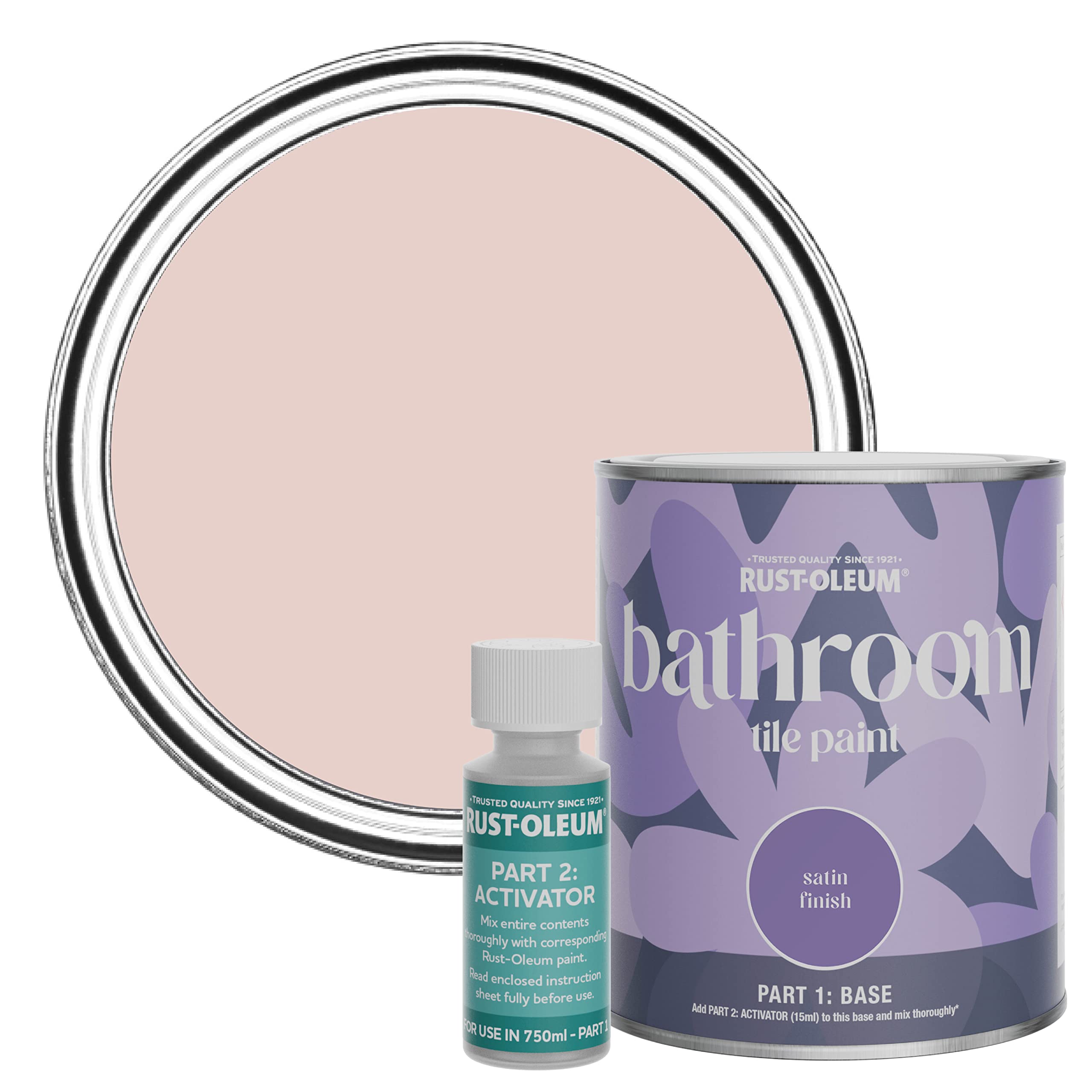 Rust-Oleum Pink Water-Resistant Bathroom Tile Paint in Satin Finish - Pink Champagne 750ml