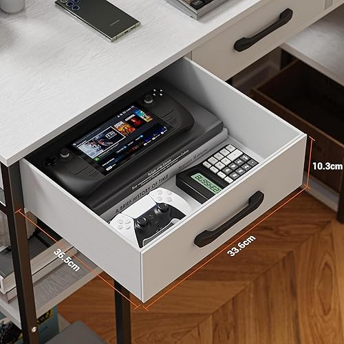 Miniatura 7 de Escritorio pequeño para computadora de 43 pulgadas, escritorio de oficina con tomas de corriente y puerto de carga USB, mesa de estudio con tres