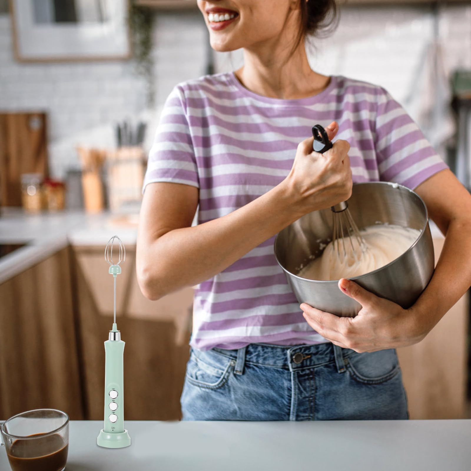 Balacoo Espumador de Leche Eléctrico Portátil Recargable Diseño Compacto, Batería 1200mah y Cuerpo de Abs y Acero Inoxidable para Preparar Café y Bebidas