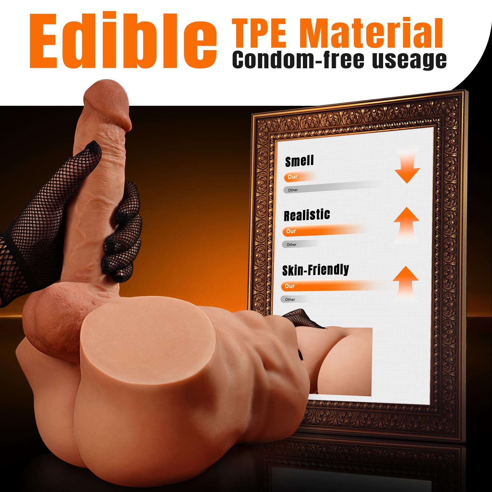 Isskis 6.8LB Male Sex Doll with Dildo, Adult Torso Sex Doll Toys with 7.08in Huge Dildos for Women Masturbation, Unisex Masturbator Sex Toy with Penis Tight Anal for Gay Les Men Couple