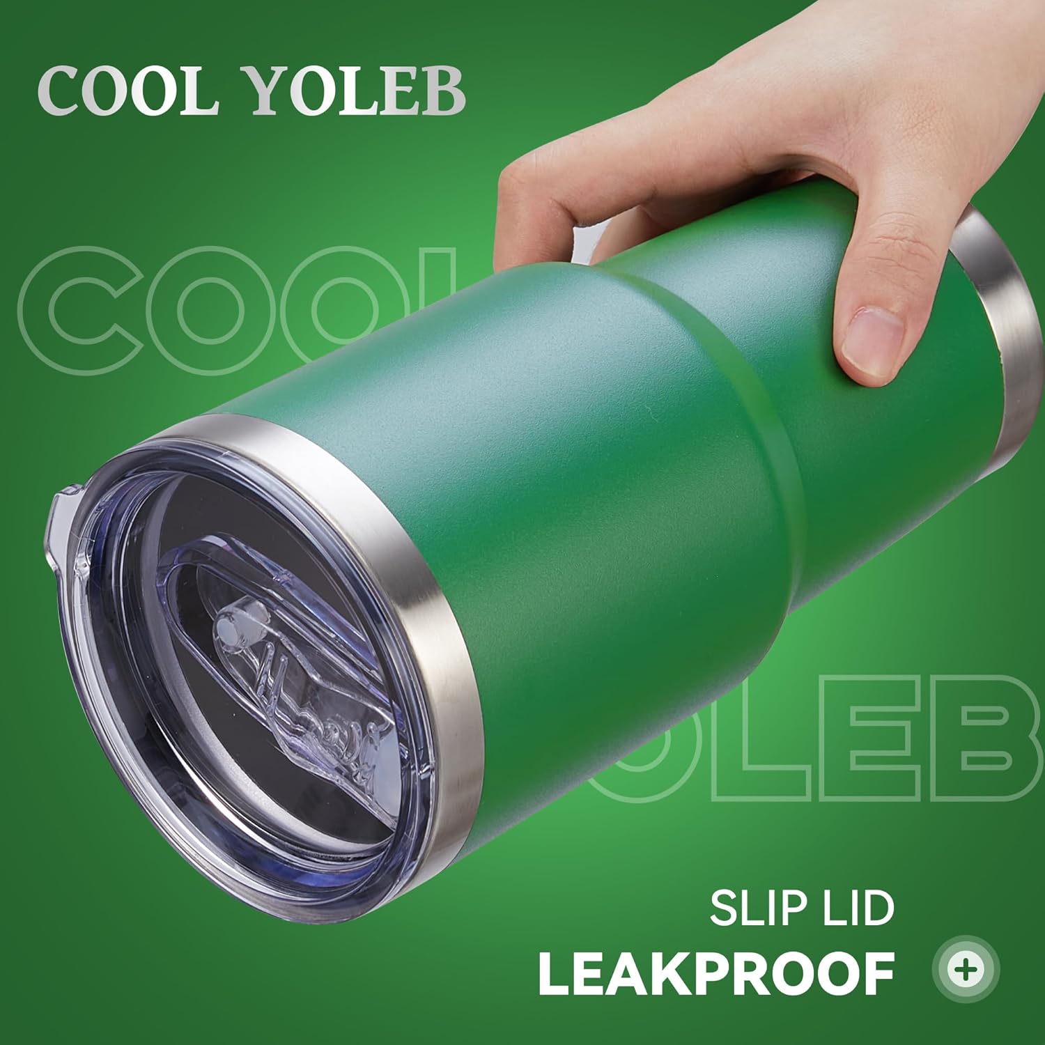 30 oz Tumbler with Lid Stainless Steel Tumblers Vacuum Insulated Cup Reusable Powder Coated Travel Mug Double Wall Leak Proof Portable Cups Keep Cold Drinks for 12 Hours, Dark Green, 1 Pack - Image 2