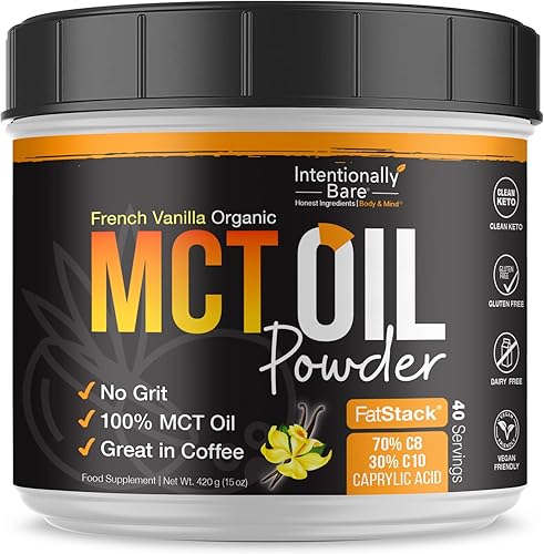 Miniatura 6 de Intentionally Bare Aceite orgánico MCT en polvo, cero carbohidratos netos y sin grano MCT en polvo para cuerpo y cerebro, crema MCT vegana para