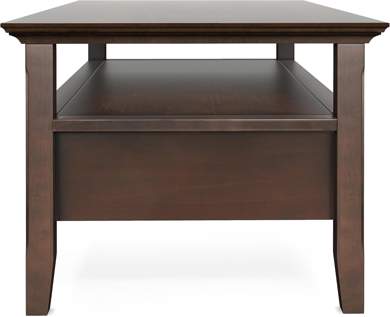 Brunette Brown Rectangular Wood Coffee Table with Storage