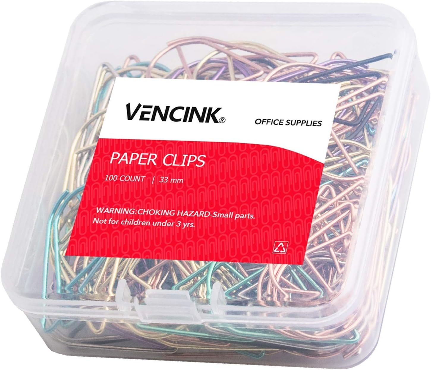 100 Pieces Multicolor Cute Paper Clips Medium, VENCINK Smooth Stainless Steel Tear Drop-Shaped Wire Paperclips for Office Supplies Wedding Women Girls Kids Students Paper Work