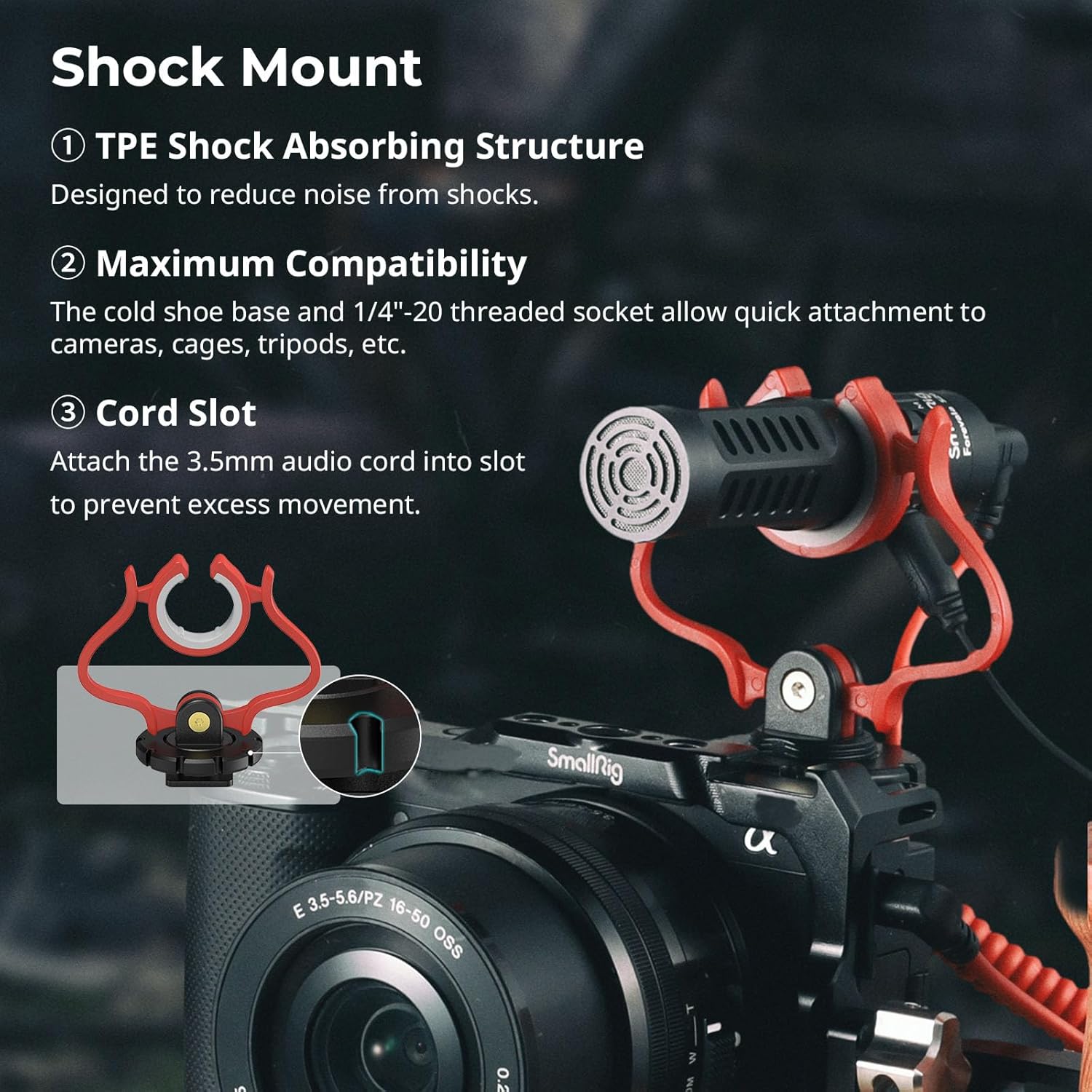 SMALLRIG Shotgun Mic for Camera, Video Microphone for DSLR & for iPhone, Camera Microphone for Sony and for Canon, with Shock Mount, Deadcat Windscreen, Dual Channel for Vlogging and Interview - Image 6