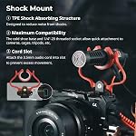 SMALLRIG Shotgun Mic for Camera, Video Microphone for DSLR & for iPhone, Camera Microphone for Sony and for Canon, with Shock Mount, Deadcat Windscreen, Dual Channel for Vlogging and Interview - 3468