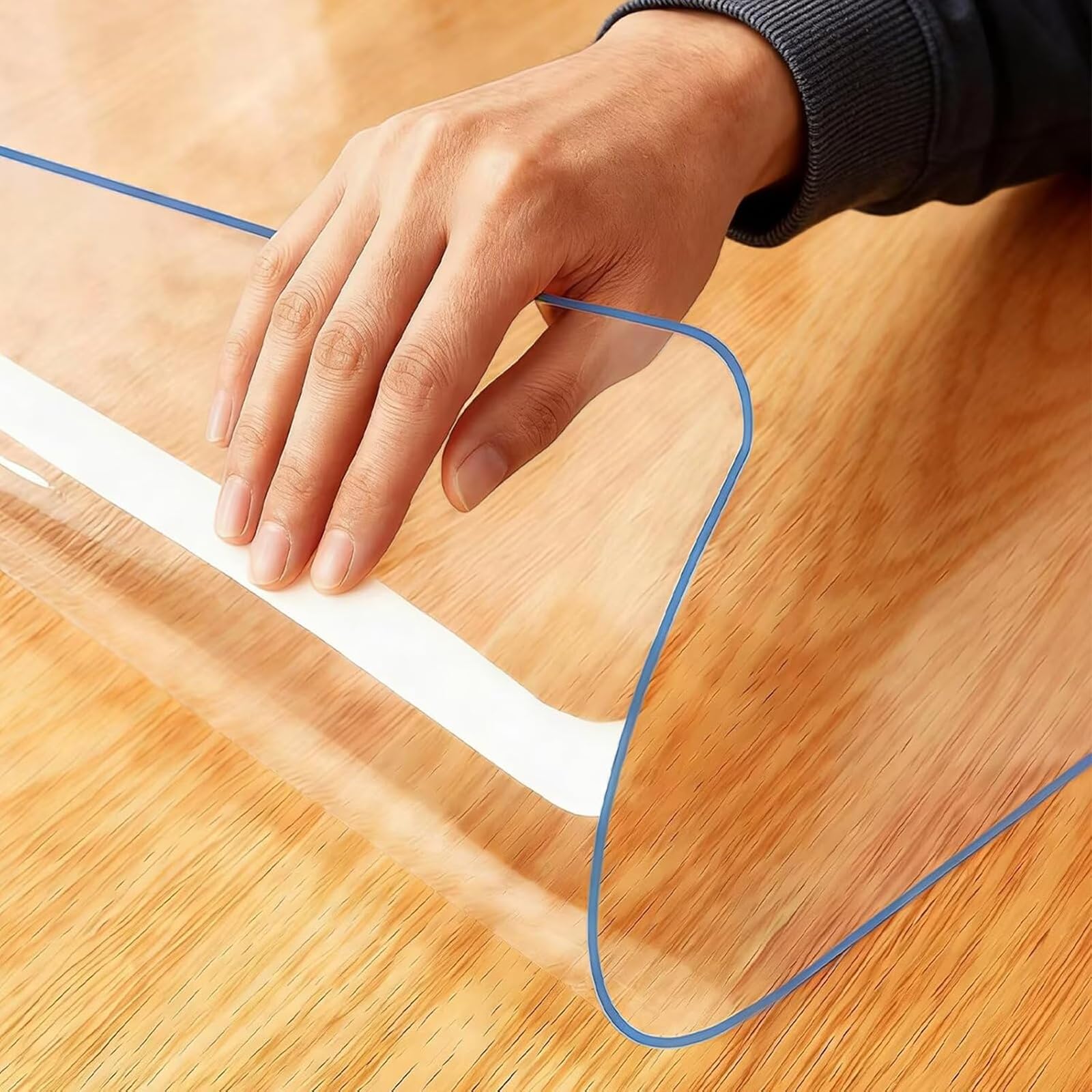 Alfombrilla Transparente 107 x 206 cm Transparente Protector Suelo - 1.3 Mm. en PVC Grueso, Antideslizante Duradero, para Silla de Oficina en Casa, Transparente
