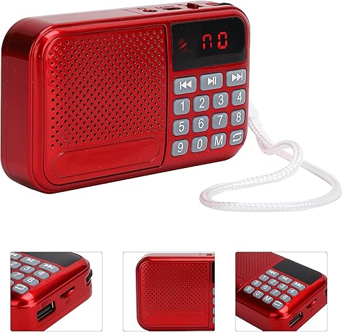 Miniatura 8 de FM Battery Operated Portable Pocket Radio, Multifunction Radio USB Audio Player Support Memory Card Red Simple Operation, Parents and Seniors