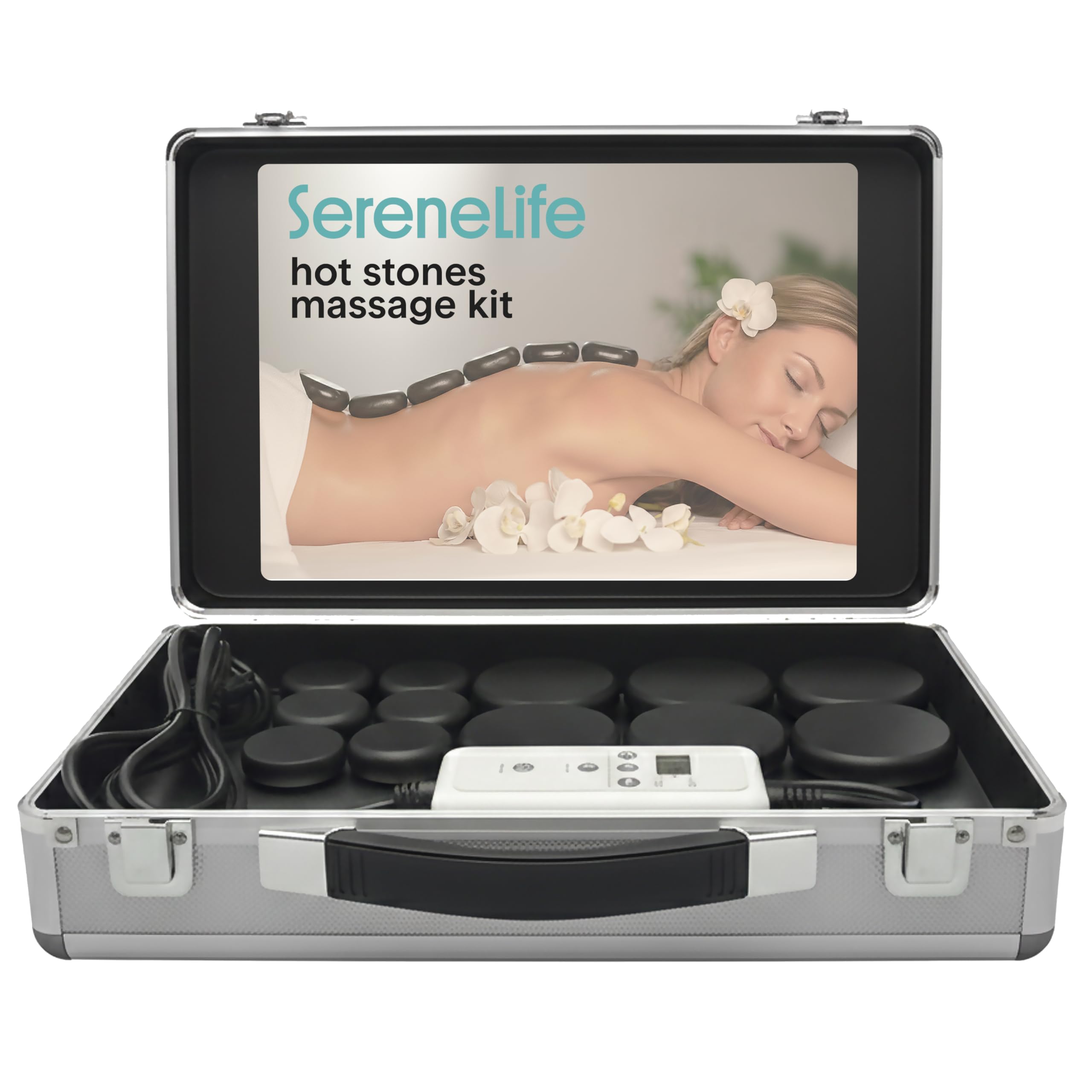 SereneLife Hot Stone Massage Set, Adjustable Temperature, 12-Piece