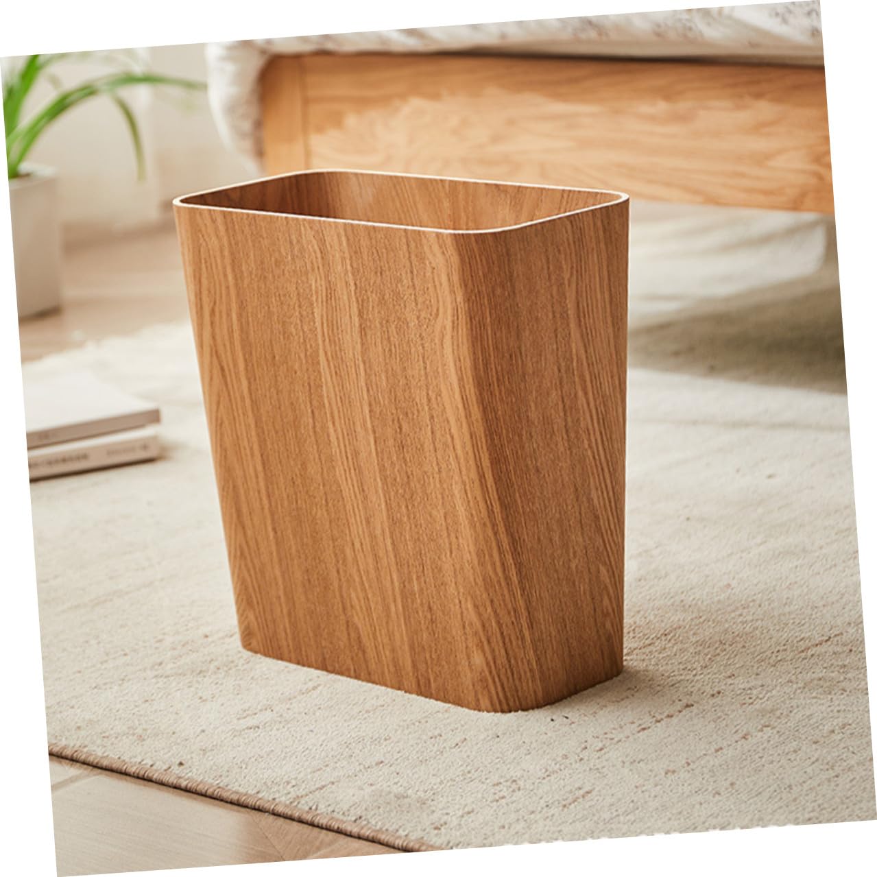 jojofuny Holz Mülleimer Stabiles Material Schmaler Abfallbehälter für Küche und Bad Platzsparender Recycling Papierkorb