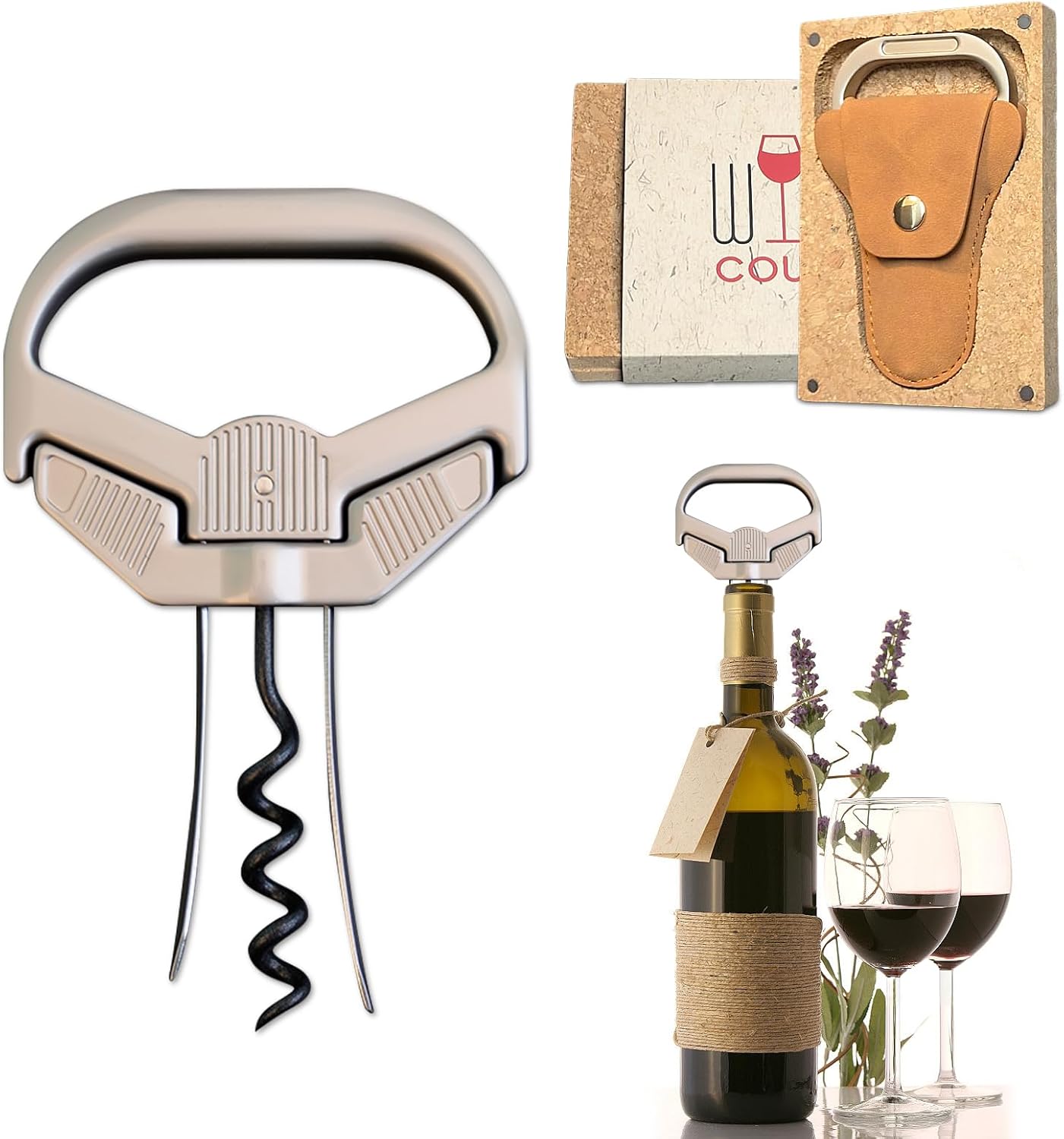 3 in 1 Ah So Two Prong Wine Opener & Cork Remover,It Can Remove The Older and Fragile Wine Corks so Easy for Connoisseurs to Uncork (classic)