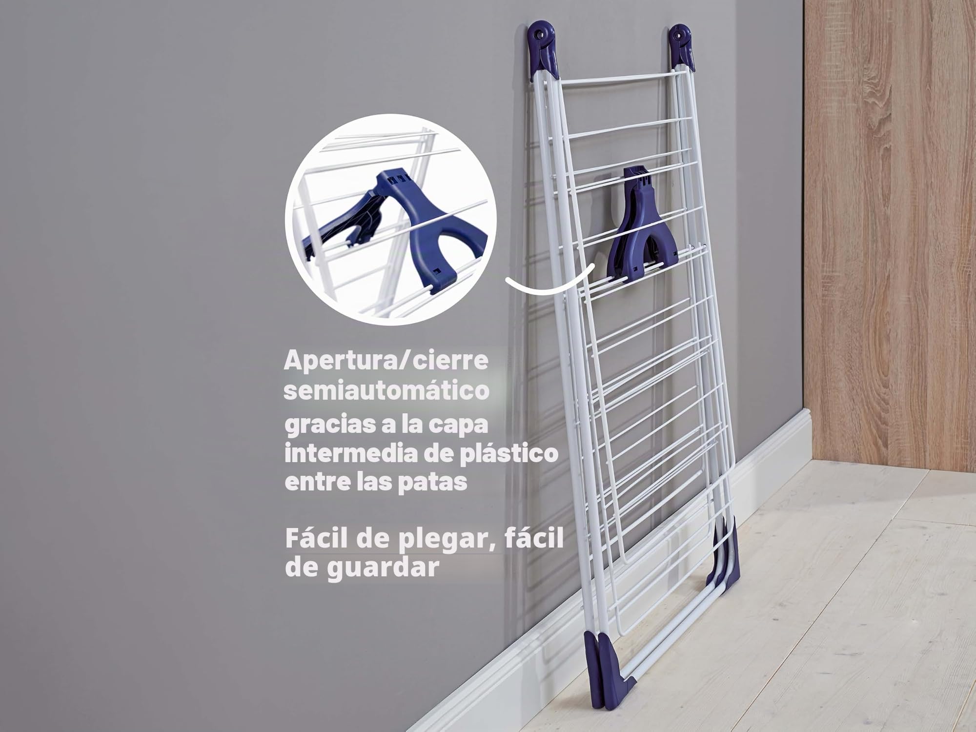 Leifheit Tendedero de Pie Classic 250 Flex, 25 m, 3 Niveles | Alas ajustables en altura, red para prendas delicadas, apto para exterior, capacidad para 2-3 cargas de lavadora