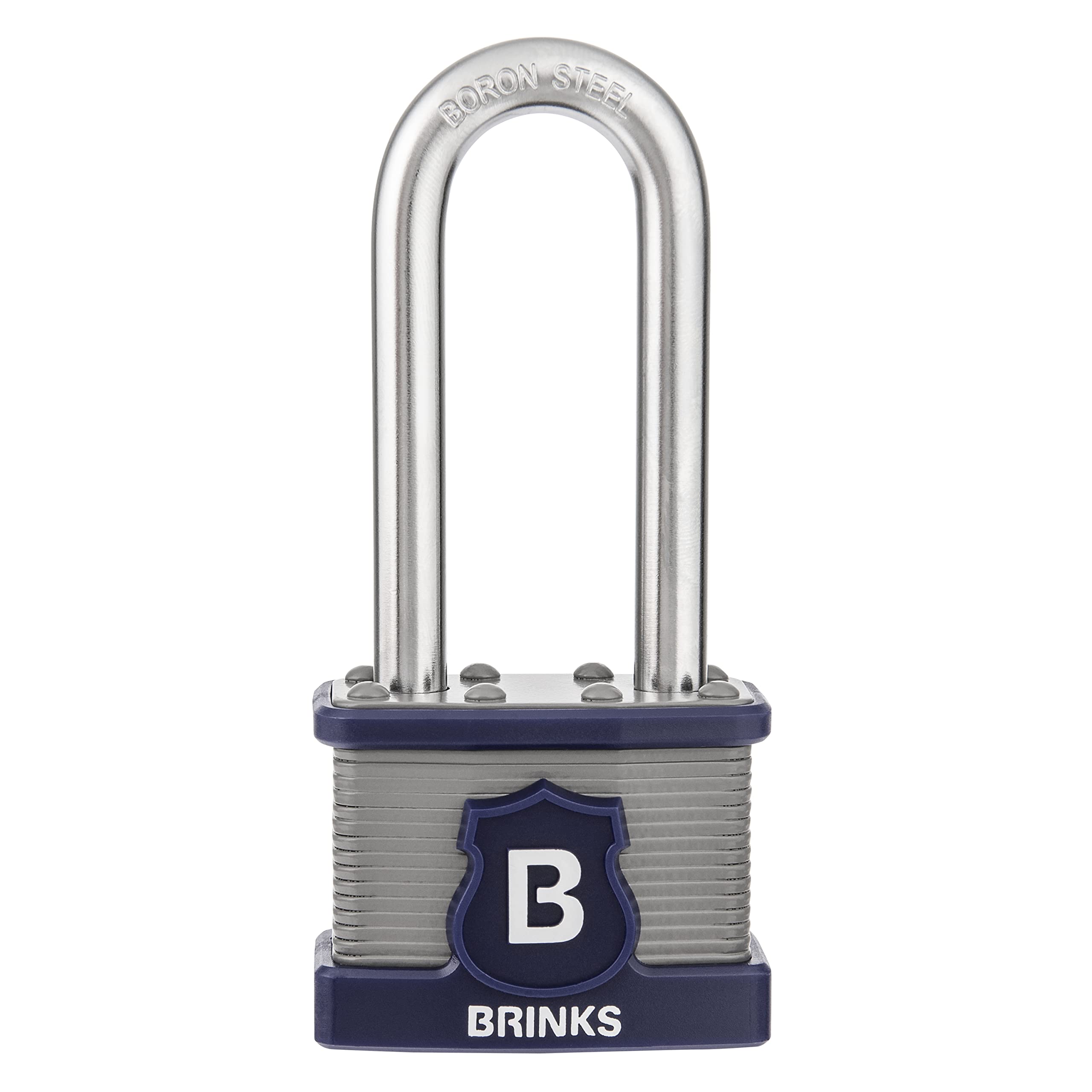 BRINKS - 44mm XT Series Commercial Laminated Steel Padlock with 2 3/8" Shackle - Weather Resistant and Hardened Boron Steel Shackle