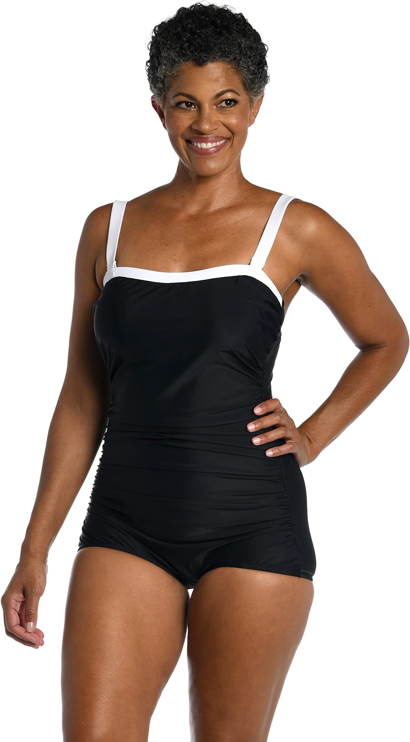 Maxine Of Hollywoodwomens Bandeau Girl Leg One Piece Swimsuit One Piece Swimsuit