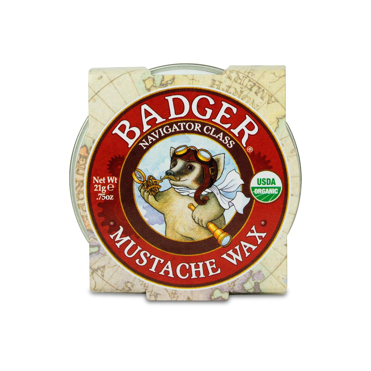 Badger - Mustache Wax, Medium Hold, Natural Mustache Wax, Certified Organic, Styling Facial Hair Wax, Moustache Wax, 0.75oz