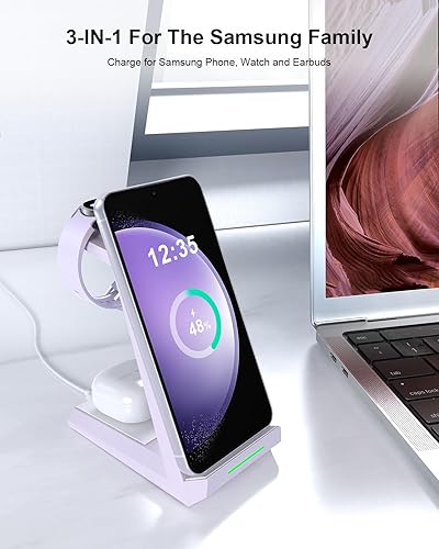 Miniatura 2 de Cargador inalámbrico Samsung 3 en 1 - Estación de carga NANAMI Samsung Galaxy Watch Cargador compatible con Samsung S24 S23 Ultra S22 S21 S20 Z Flip