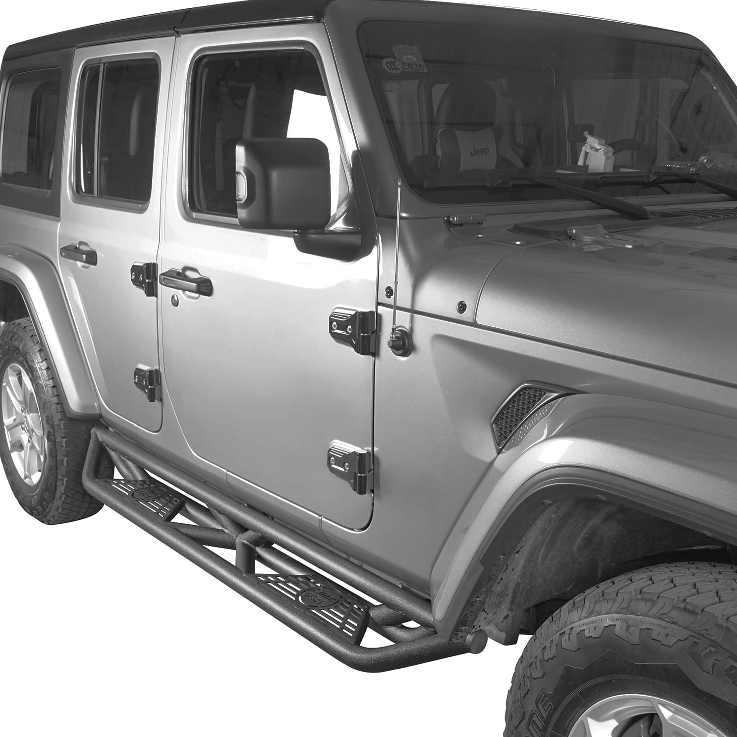 Hooke Road Wrangler JL Side Steps Running Boards Slider Rails for 2018-2025 Jeep Wrangler JL Unlimited 4 Doors