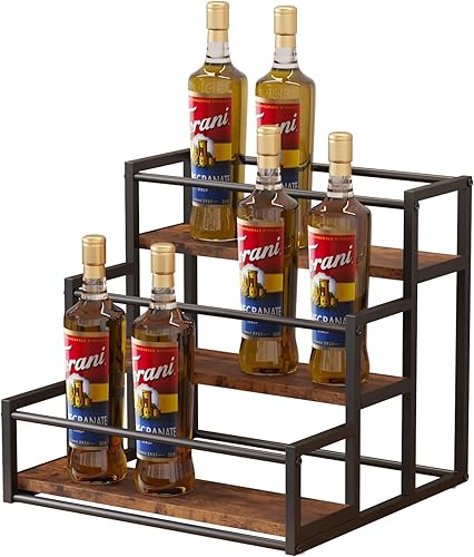 VonDream Organizador de jarabe de café, soporte para botellas de jarabe para barra de café, 3 niveles, 12 estantes de almacenamiento para jarabe,