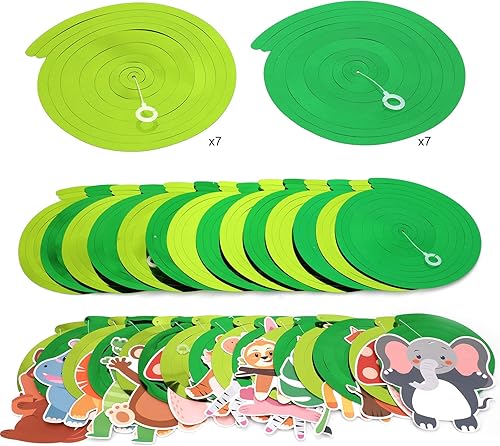 Miniatura 5 de HOWAF Jungle Safari Animales Decoraciones de fiesta, 30 piezas de animales de la selva colgante remolino, tema del bosque, techo de remolinos de