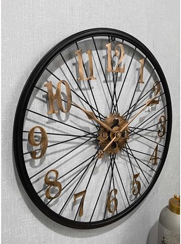 Miniatura 3 de Reloj de pared silencioso sin 24 pulgadas, reloj de pared para bicicleta montado en la pared, silencioso, sin tictac, funciona con pilas, para