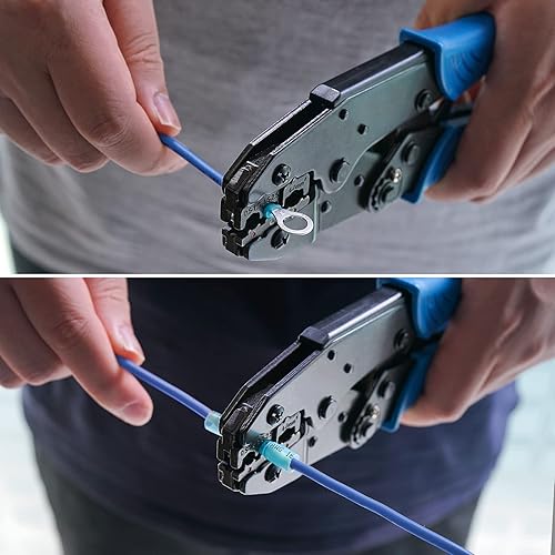 Miniatura 6 de TICONN Herramienta de crimpado para conectores termorretráctiles, crimpadora de cables de trinquete, alicates de prensado, crimpadora de terminales