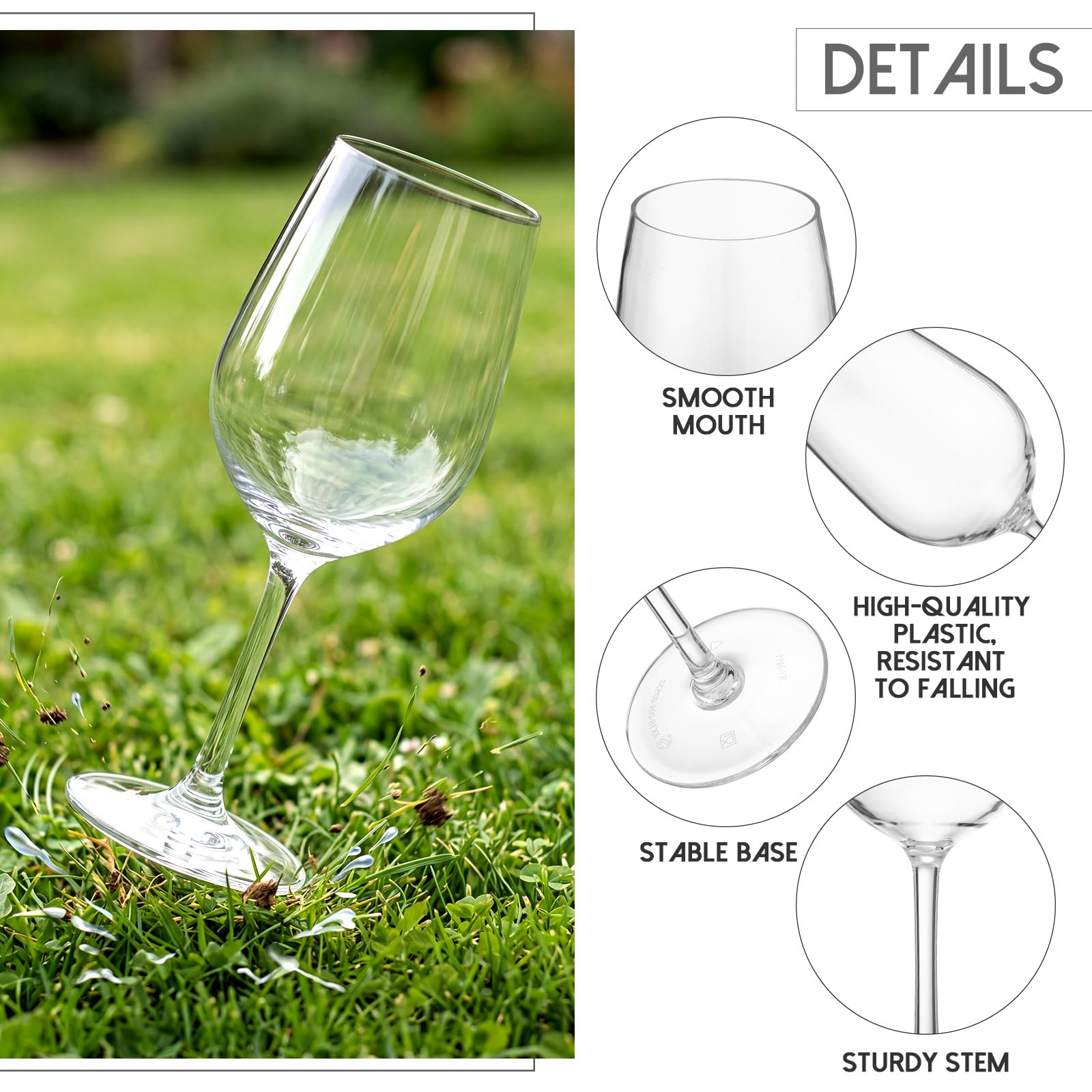Amazon.com | Purpeak Set of 12 Unbreakable Acrylic Wine Glasses with Stem, 19  oz Plastic Wine Glasses Reusable Clear Goblet for Outdoor Drinking, Pool,  Travel, Camping or Picnic Gift Supplies: Wine Glasses