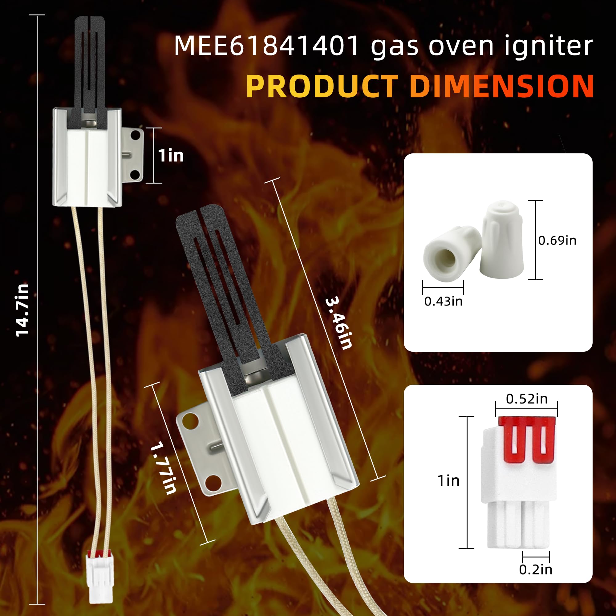 Amazon.com: Gas Range/Oven Igniter MEE61841401 with Connector Plug  