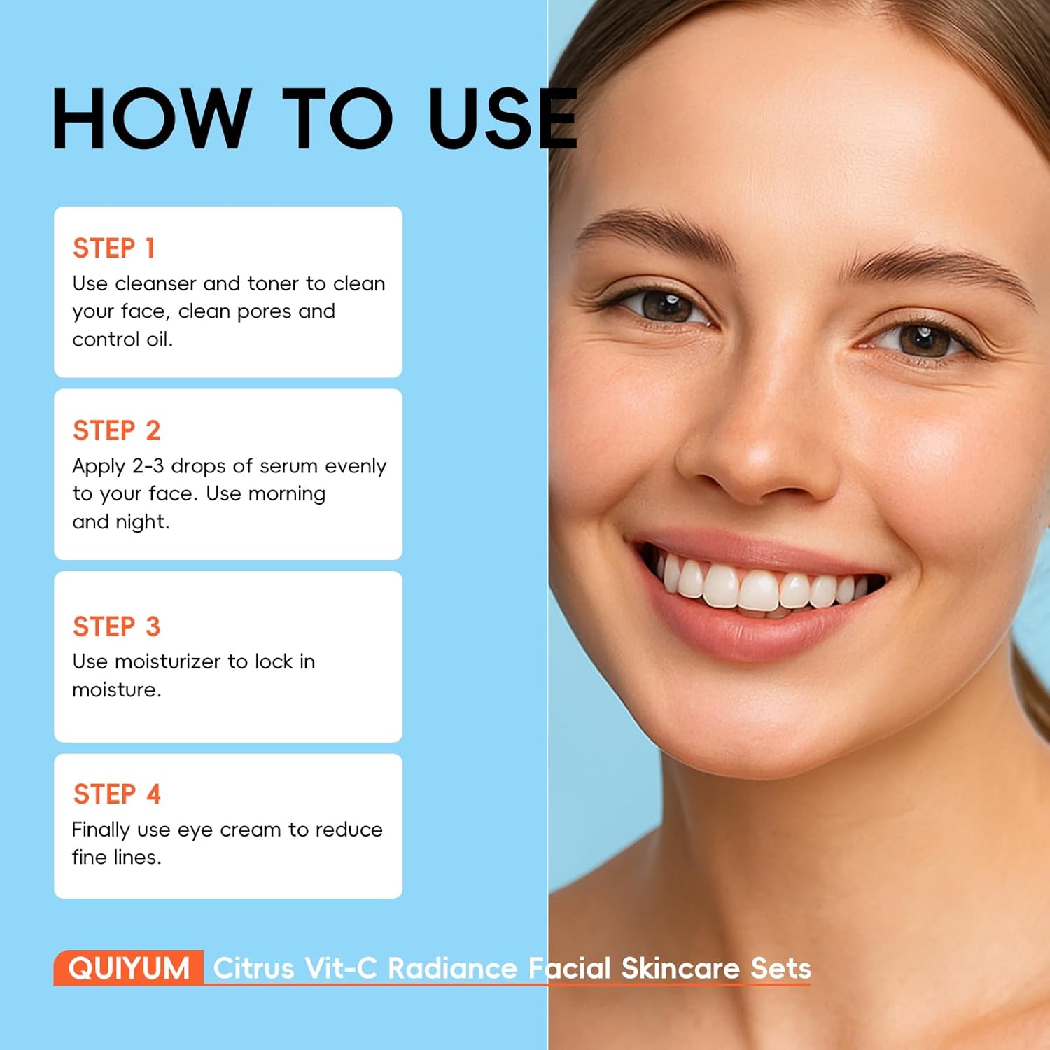 Citrus Vitamin C Skin Care Set, Skincare for Women Teens Girls- Gift Set with Cleanser, Toner, Serum, Eye Cream, Moisturizer, Facial Skincare Product, Travel Set, for Oil Skin Type - Image 7