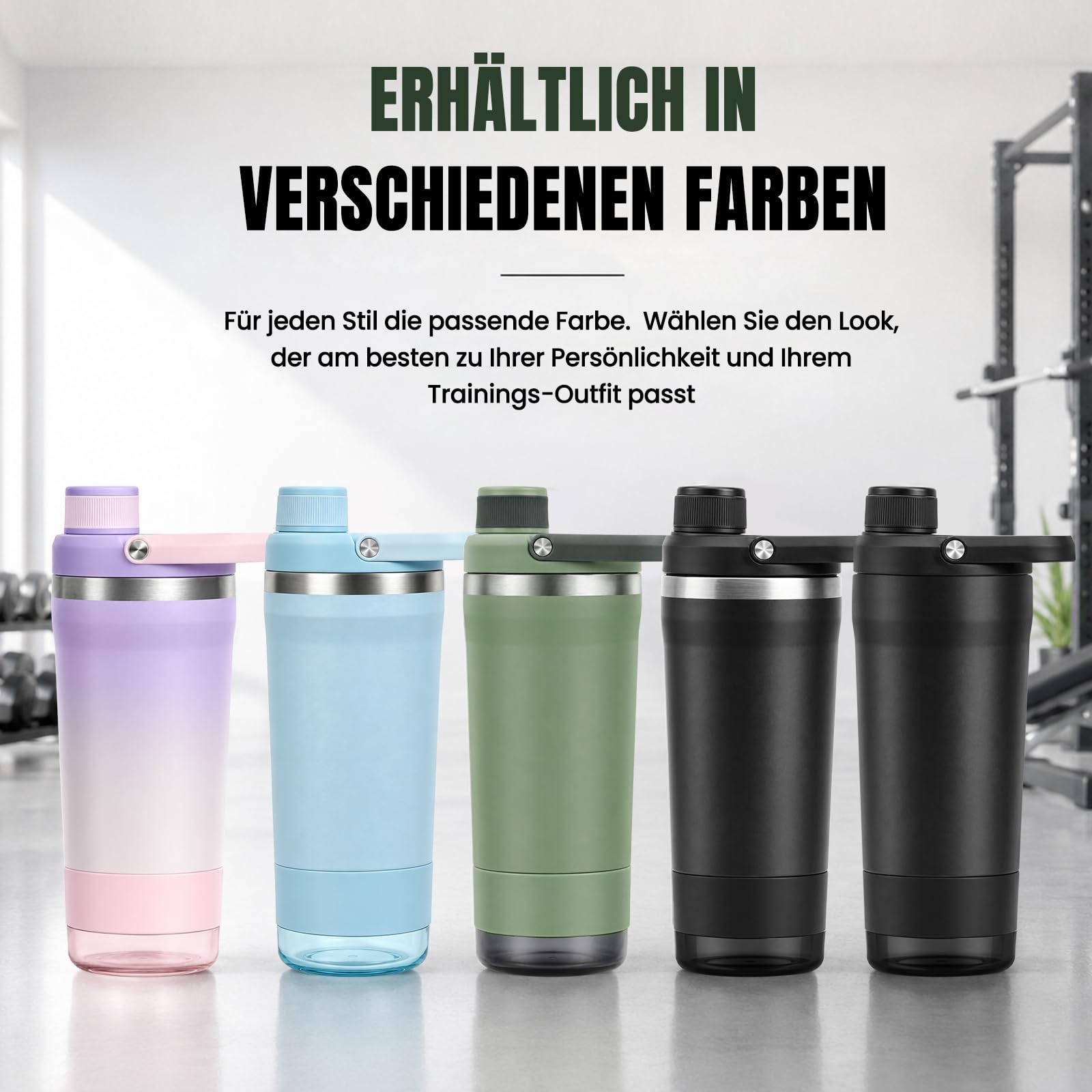 Shaker Proteinas Acero Inoxidable 700ml, Mezclador de Proteinas con Compartimento Polvo, Filtro Desmontable, Aislamiento Doble Pared, Antigoteo, BPA Free, Perfecto para Tiempo Libre y Fitness