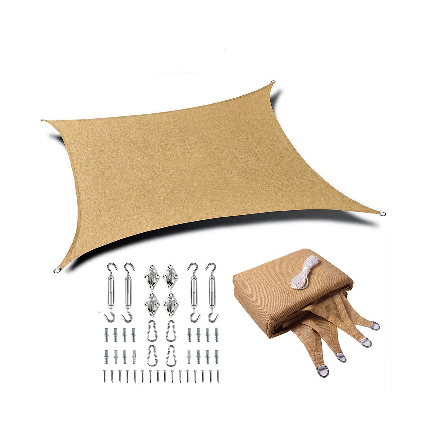 Voile d'ombrage rectangulaire protégeant de la chaleur et de la pluie avec kit de montage