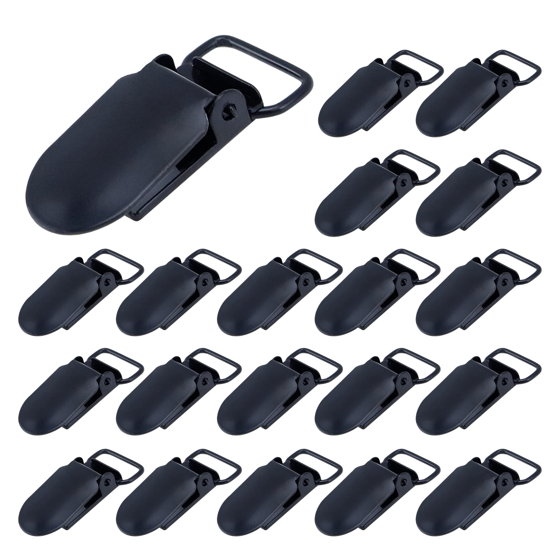 T Tulead Suspender Clips Black Clips Metal Holder Clip Fasteners Pants Clip Buckle Clamps Pack of 20