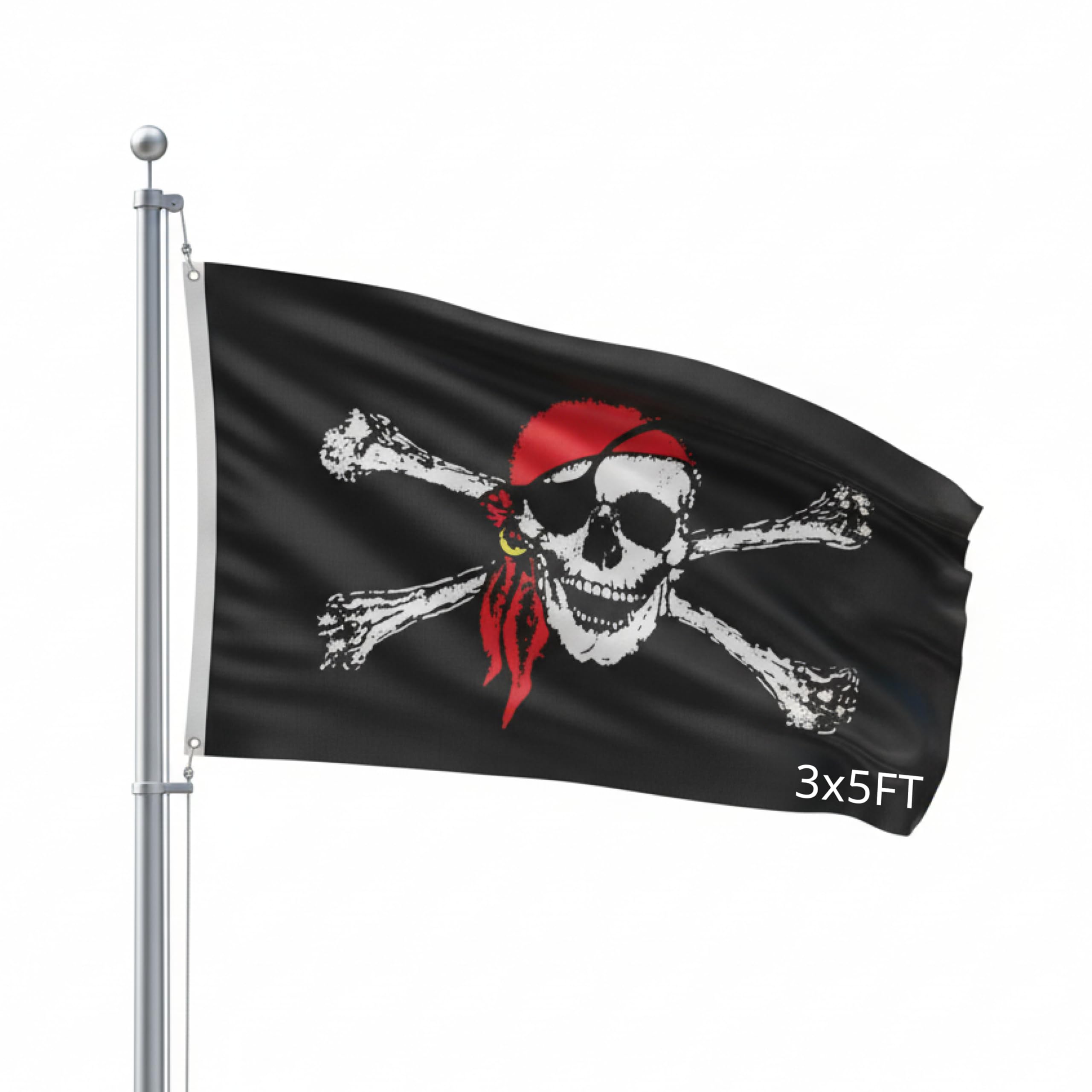 SSK® Pirate Outdoor Flag - Large 3' x 5', Weather-Resistant Polyester