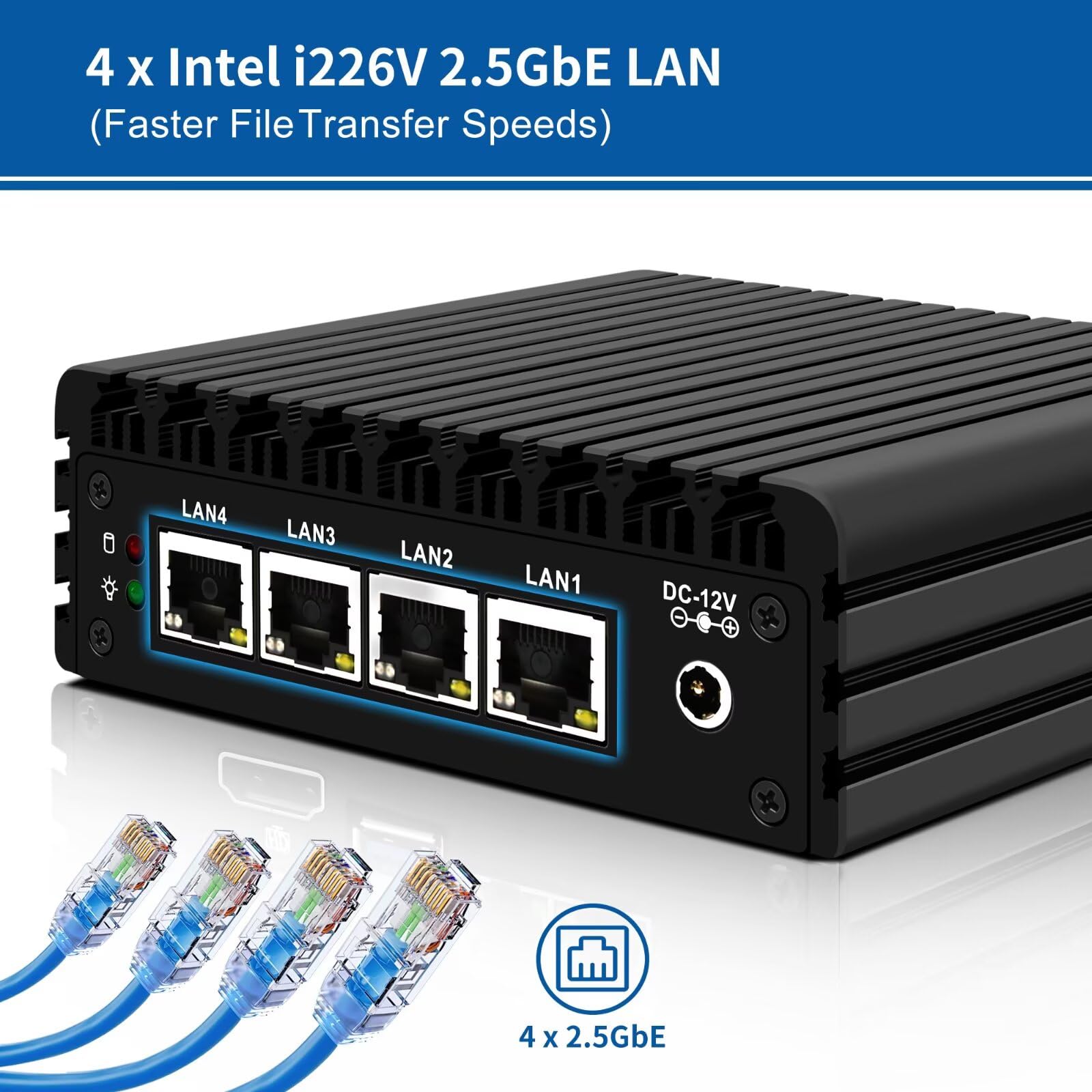 SJRC Pentium J3710 Fanless Mini PC, 4 x 2,5 GbE LAN, OPNsense Micro Firewall Appliance Dual 4K HD/DP, Desktop Compact PC 8 GB DDR3 RAM 256 GB SSD, RJ45 COM, 2 x USB 3.0 do domowego biura