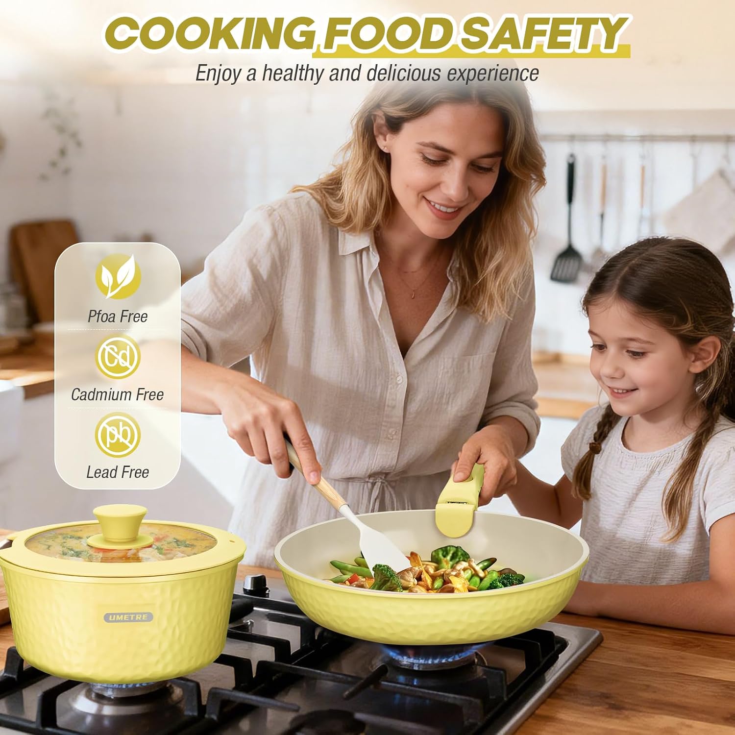 pots and Pans Set, Ceramic Nonstick Cookware Set Detachable Handle, Induction Kitchen Cookware Sets with Removable Handle, Non Stick RV Cookware Set, Dishwasher ＆ Oven Safe