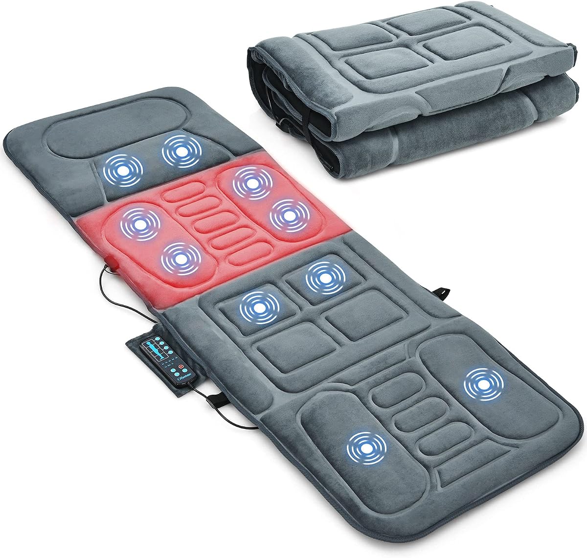 Massage Mat with 10 Vibrating Motors Heating Pad Full Body Massager Pad Cushion for Relieving Neck, Back, Waist, Legs (Massager mat-fi01)