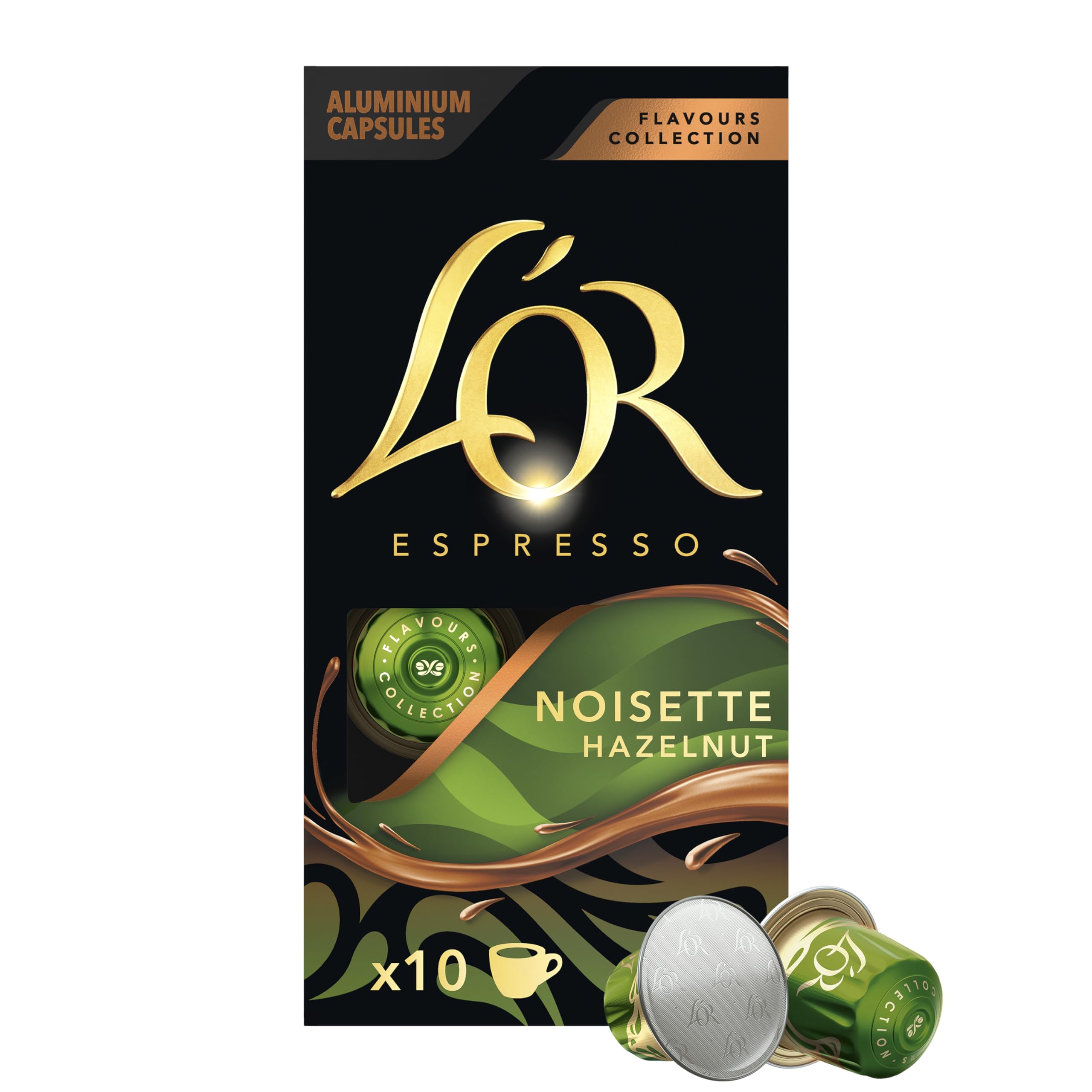L'Or Espresso Café - 100 Capsules Noisette - Flavours Collection | Compatibles Nespresso®*, lot de 10 x 10 capsules aluminium