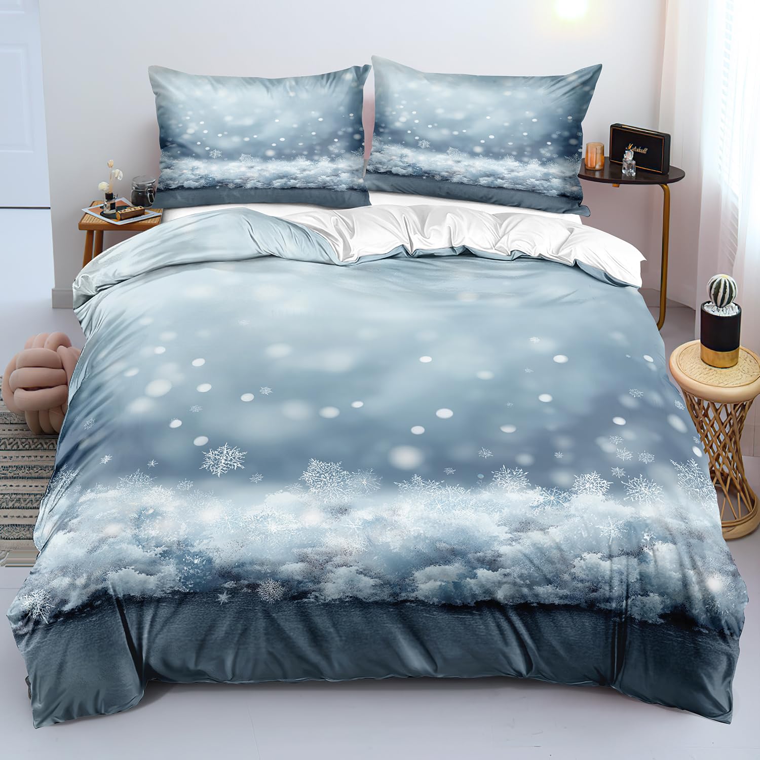 Linge de lit paysage hivernal enneigé pour chambre