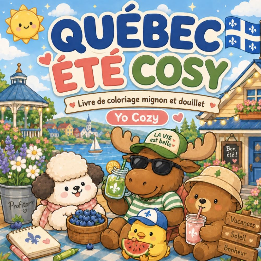 Québec été Cosy - Yo Cozy - Livre de coloriage - Cosy colo: Coloriage détente pour adulte et enfant