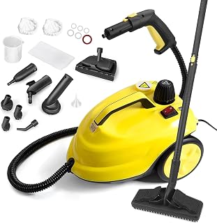 Dampfreiniger 2000W, Mehrzweck Dampfreiniger für Zuhaus, 2L Wasserkapazität, Dampfdruck: 5 Bar, Dampfreiniger Handgerät mit Bodenreinigungsset, Düsen für Teppiche, Boden, Fliese, Fenster