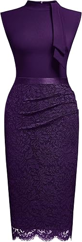 Miniatura 5 de Miusol Women's Retro Half Collar Contrast Floral Lace Cocktail Party Dress