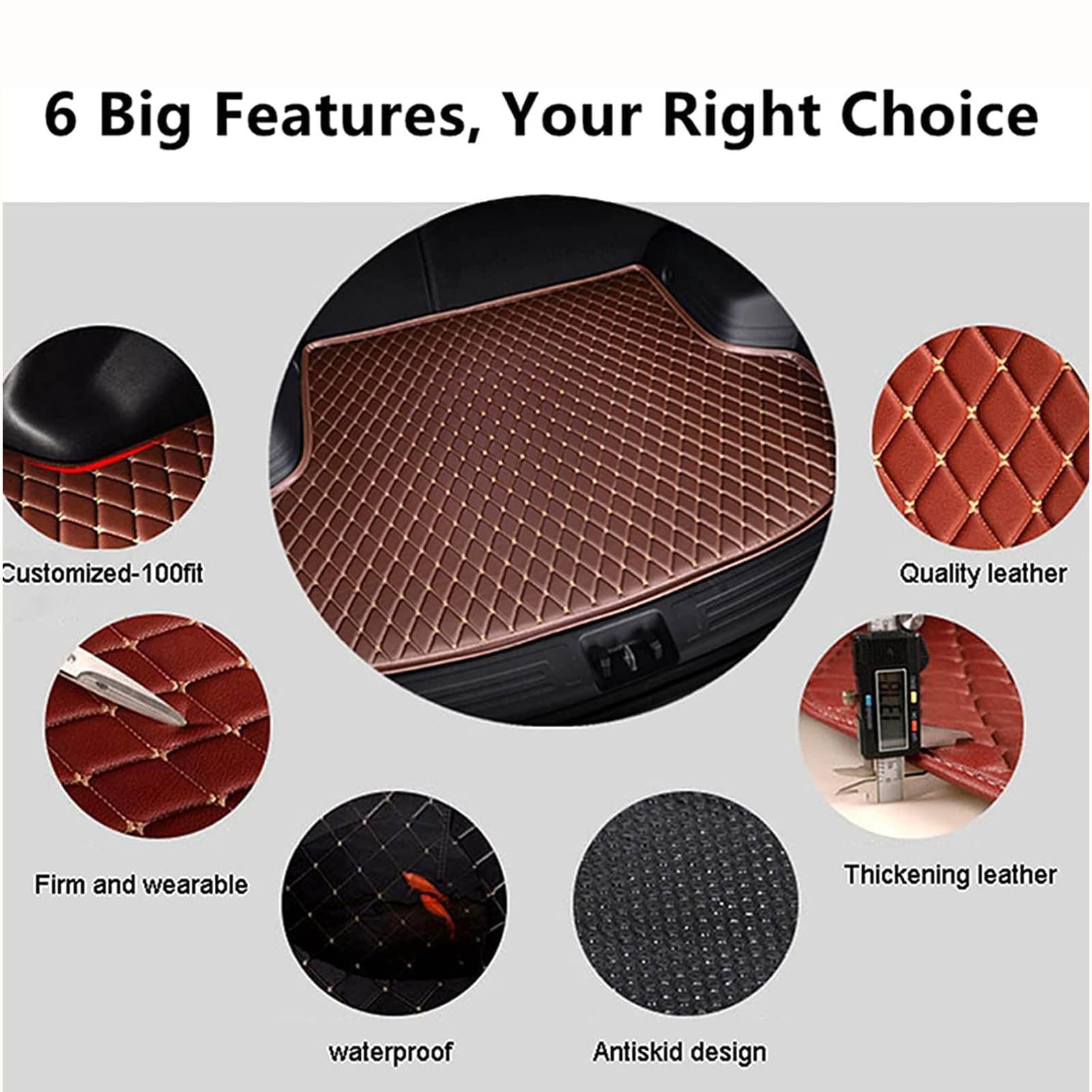 ERSUOIO Cuero Alfombrilla Maletero Coche, Para Peugeot 207 Notchback 2009-2014 Tronco Bandeja Protectora Antideslizante Antideslizante Antiarañazos Funda Maletero Alfombra Interiores Accesorios