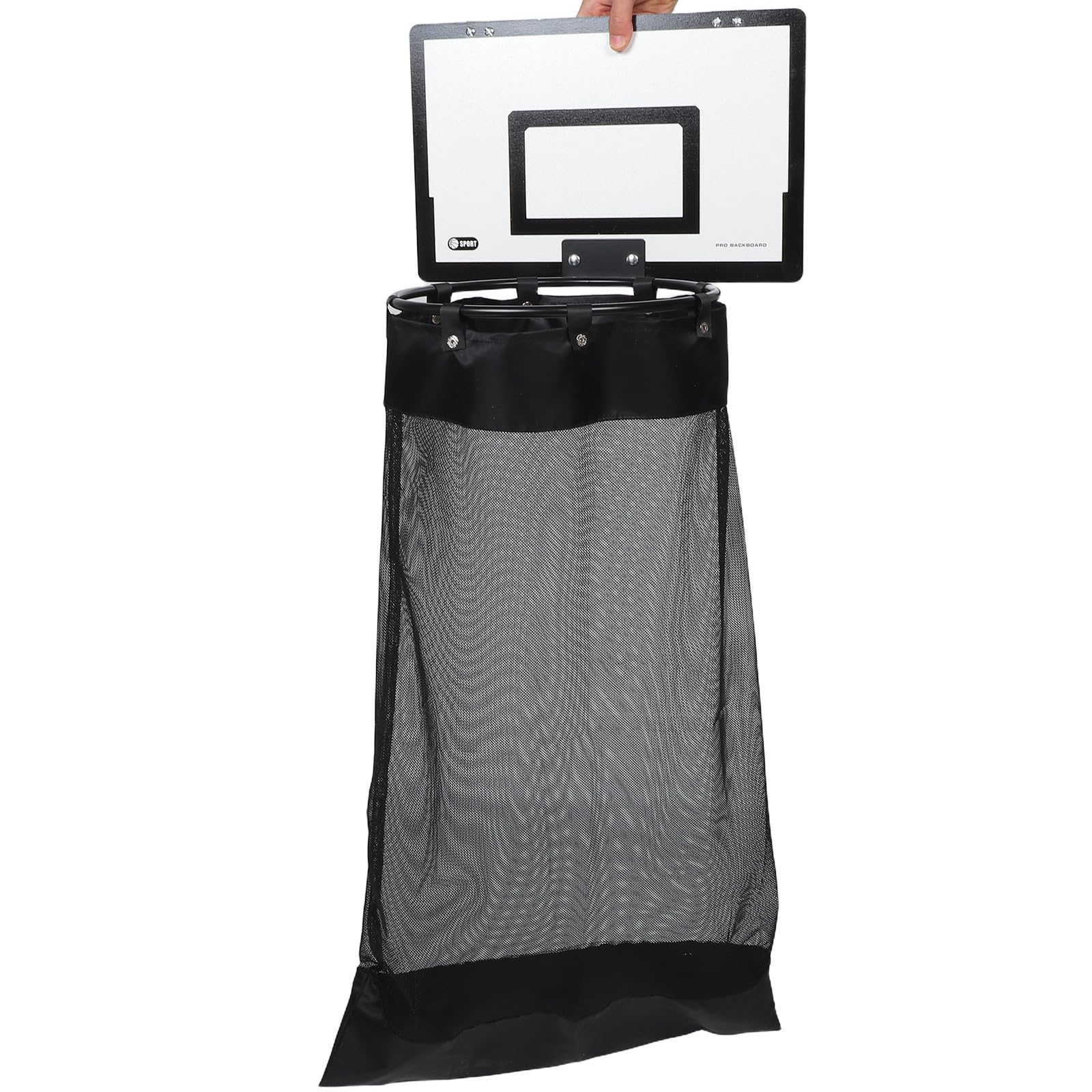 Cabilock Cesto Almacenamiento de Baloncesto Sucia Ropa Colgante con Aro de Versátil Madera Tela Negra para Puerta y Adecuado para Apartamentos Pequeños y Baños