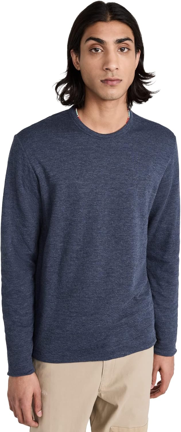 Faherty Men's Cloud Reversible Crew Tee, Navy Heather