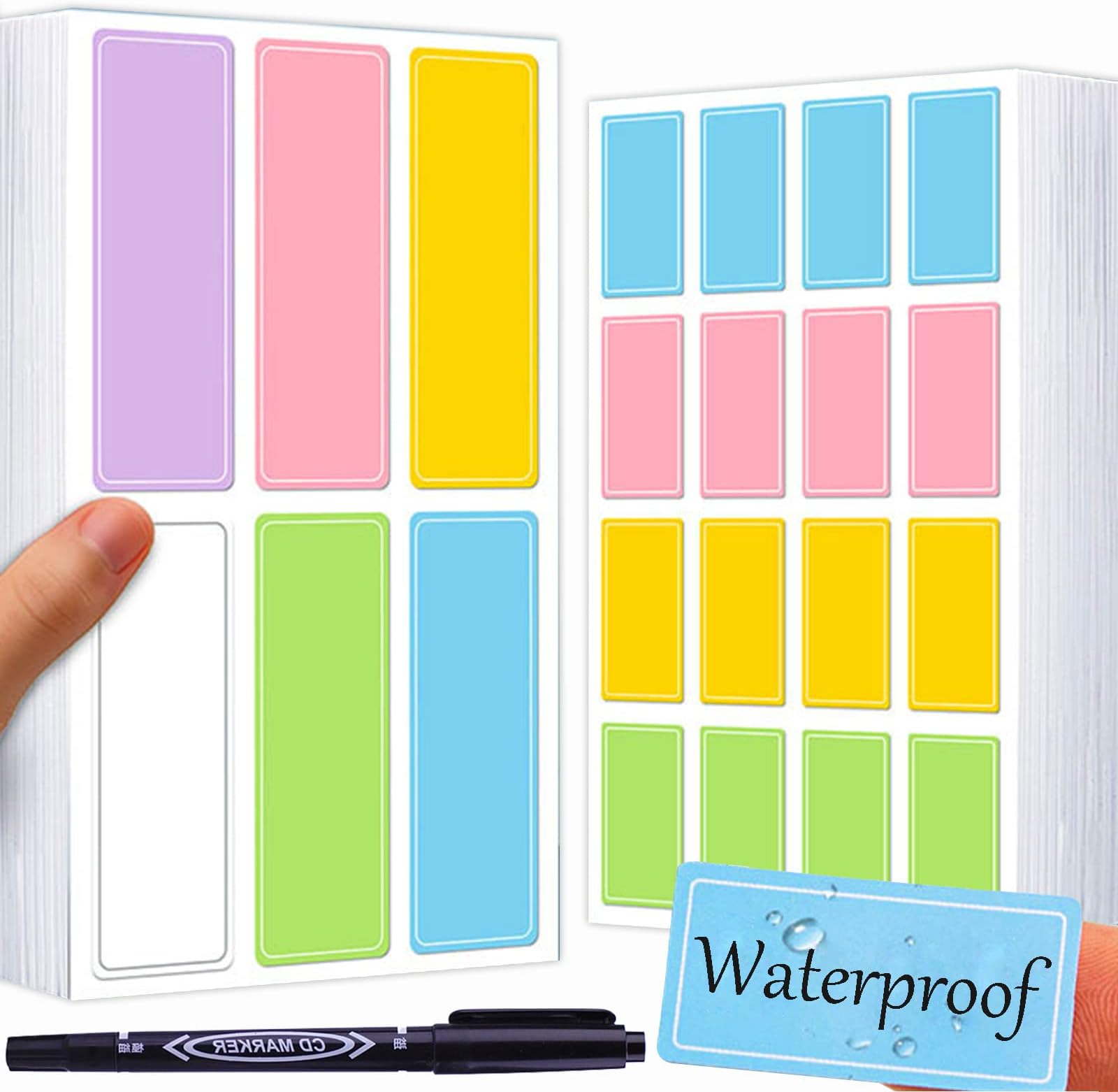 Color Waterproof Labels Stickers,560 Pcs with Pen,Removable, Assorted Colors Label Stickers,Labels for Storage Bins, Folder Labels,Bottle Labels,Food Labels,Jar Labels