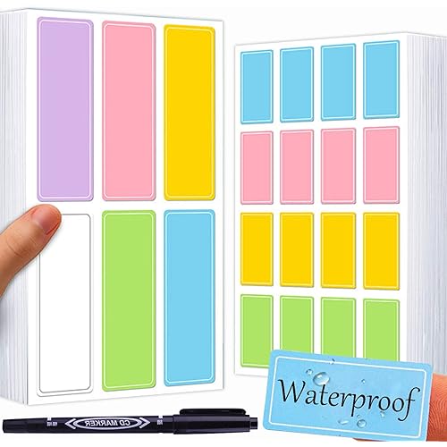 Color Waterproof Labels Stickers,560 Pcs with Pen,Removable, Assorted Colors Label Stickers,Labels for Storage Bins, Folder Labels,Bottle Labels,Food Labels,Jar Labels