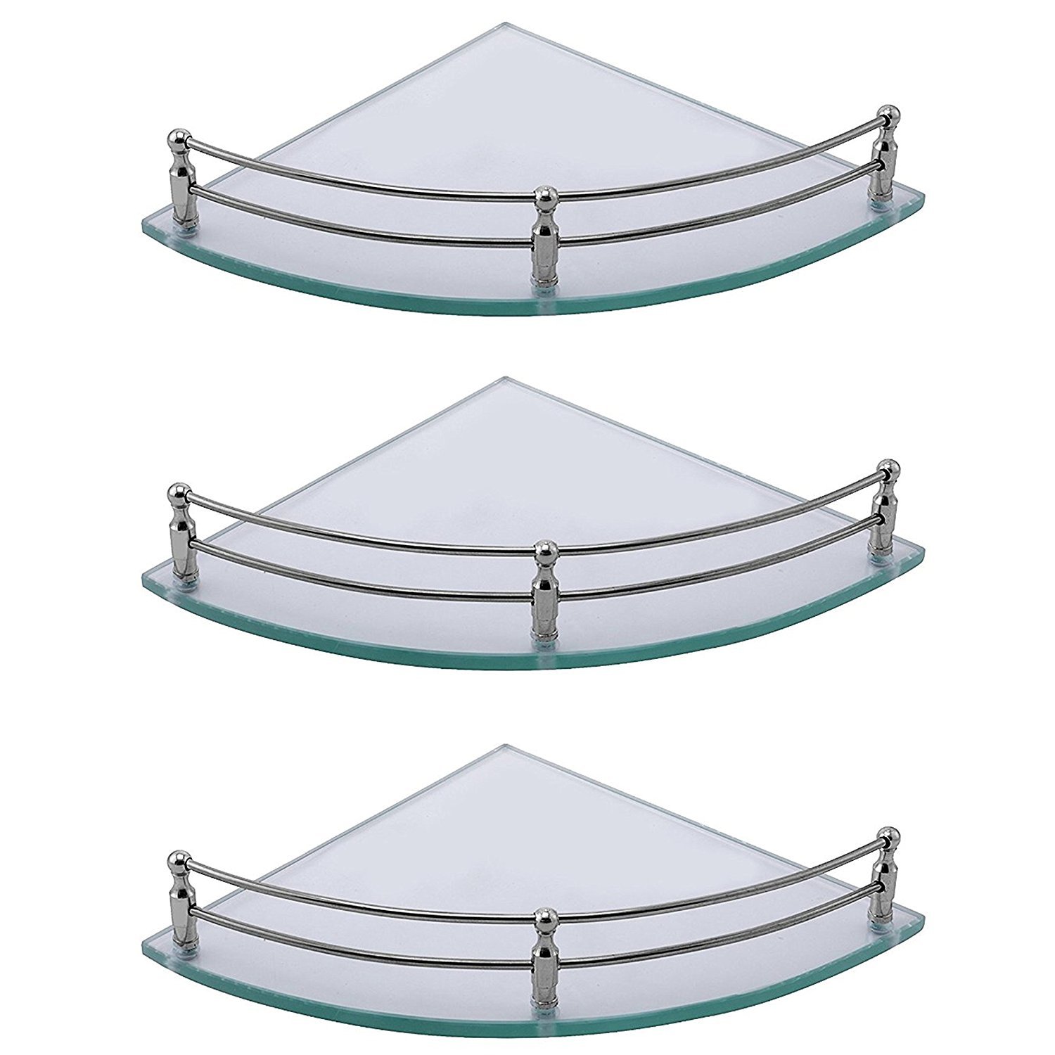 Spiry 6x6 inch Wall Mount Glass Corner Bathroom Shelf/Wall Storage Shelf/Bathroom Rack(Clear,Set of 3)-image-42