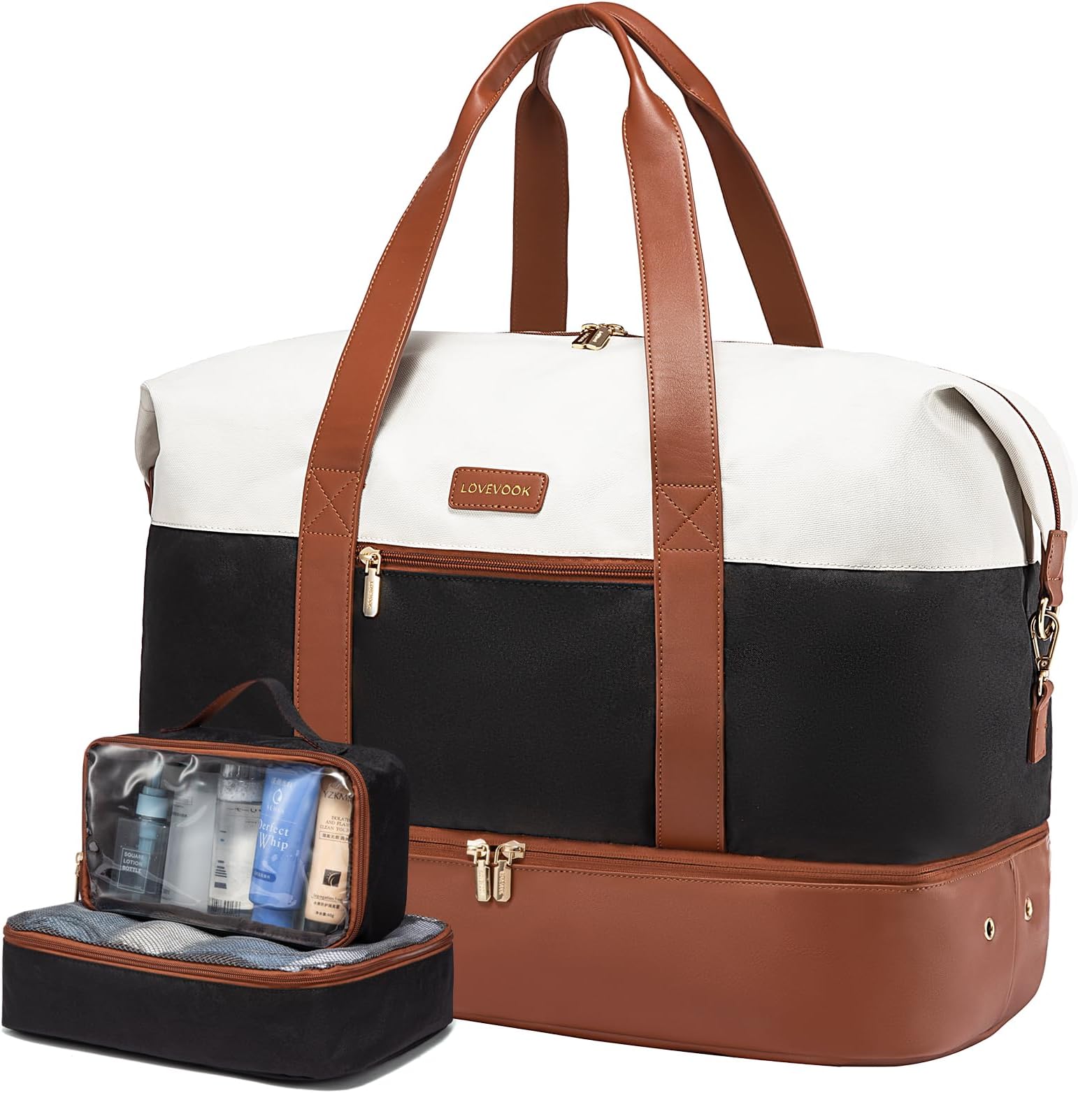 – Travel Bags for Women, Waterproof Overnight Weekend Hospital Holdall Duffle Bag with Shoes Compartment & Trolley Sleeve, Cabin Carry On Flight Bag